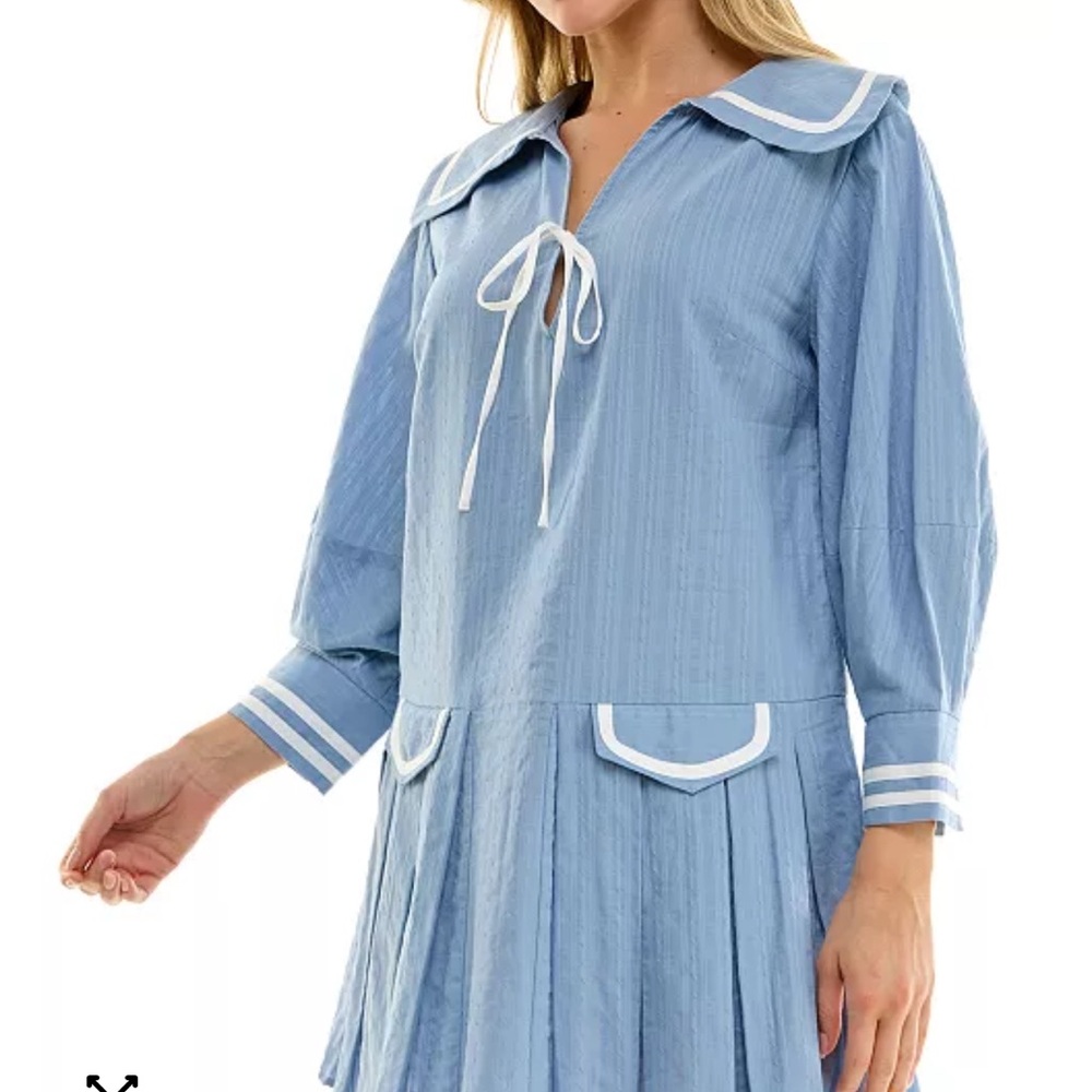 B Darlin Textured Cotton Dress with Split Neck